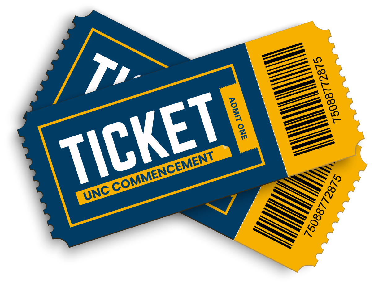 Graphic illustration of tickets for commencement.