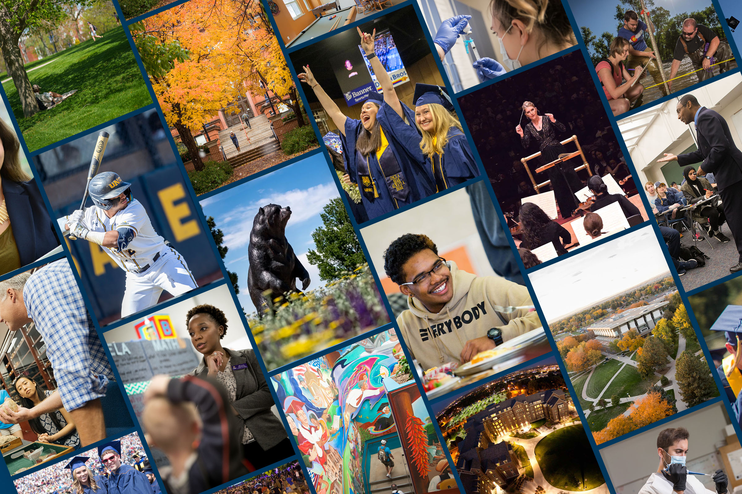 Collage image of life at UNC campus.