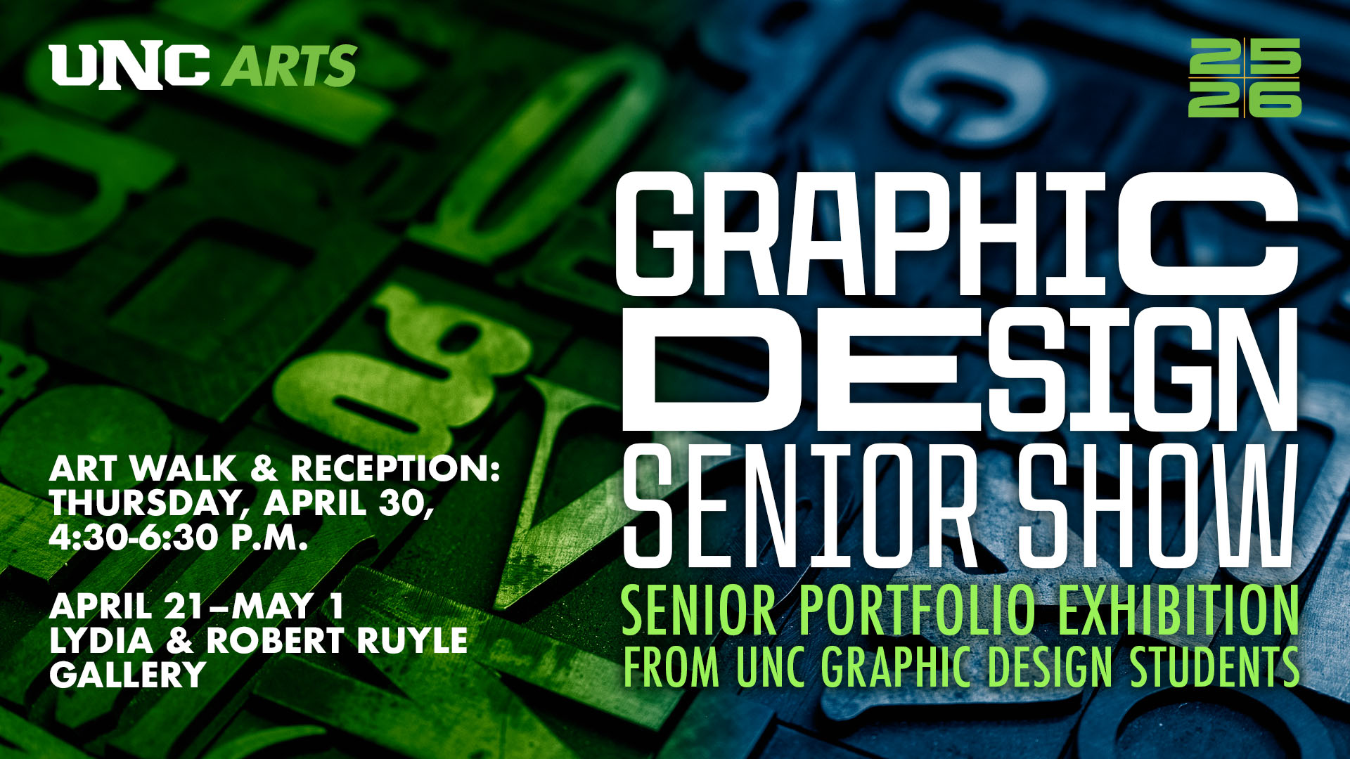 Graphic Design Senior Show exhibition graphic.