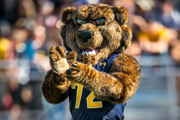 Klawz, the bear mascot at a Unc game