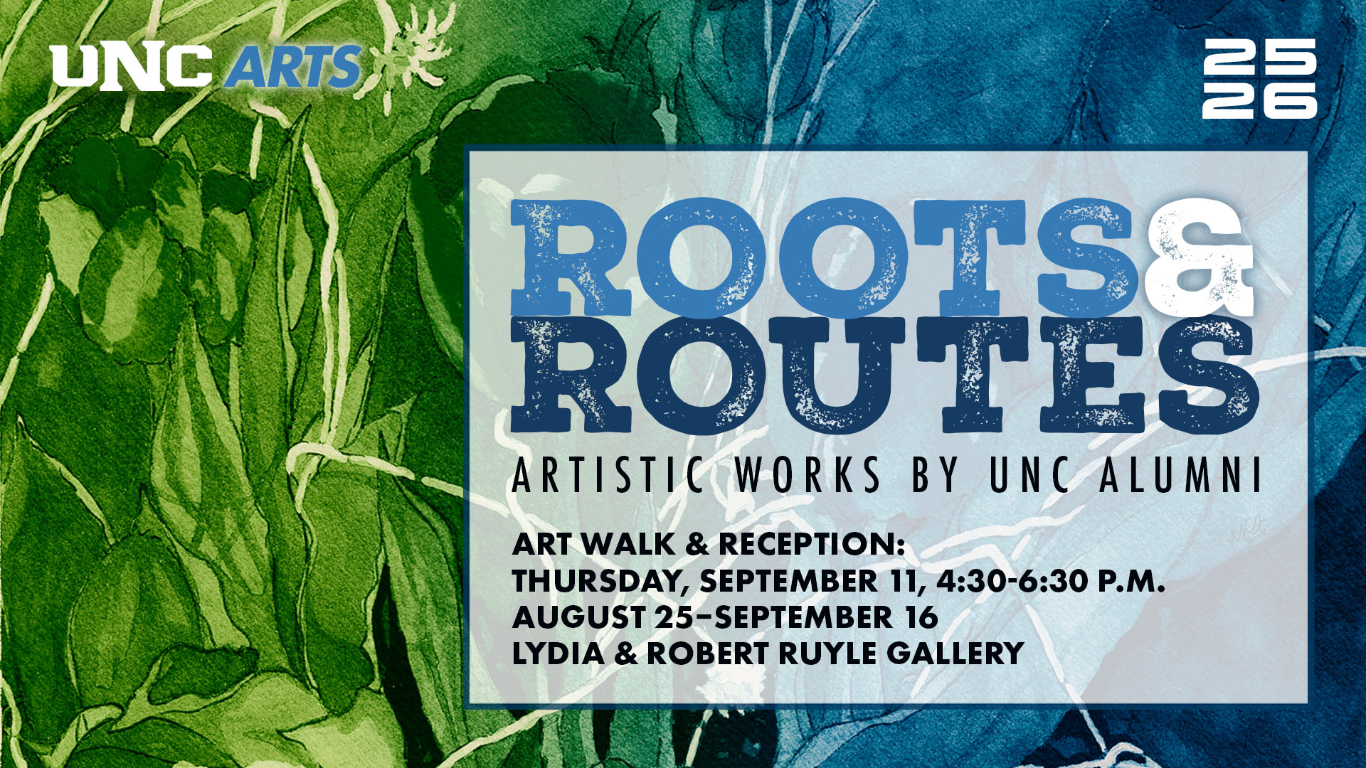 Root and Routes exhibition graphic.