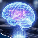 A graphic of a see through brain coming out of technology