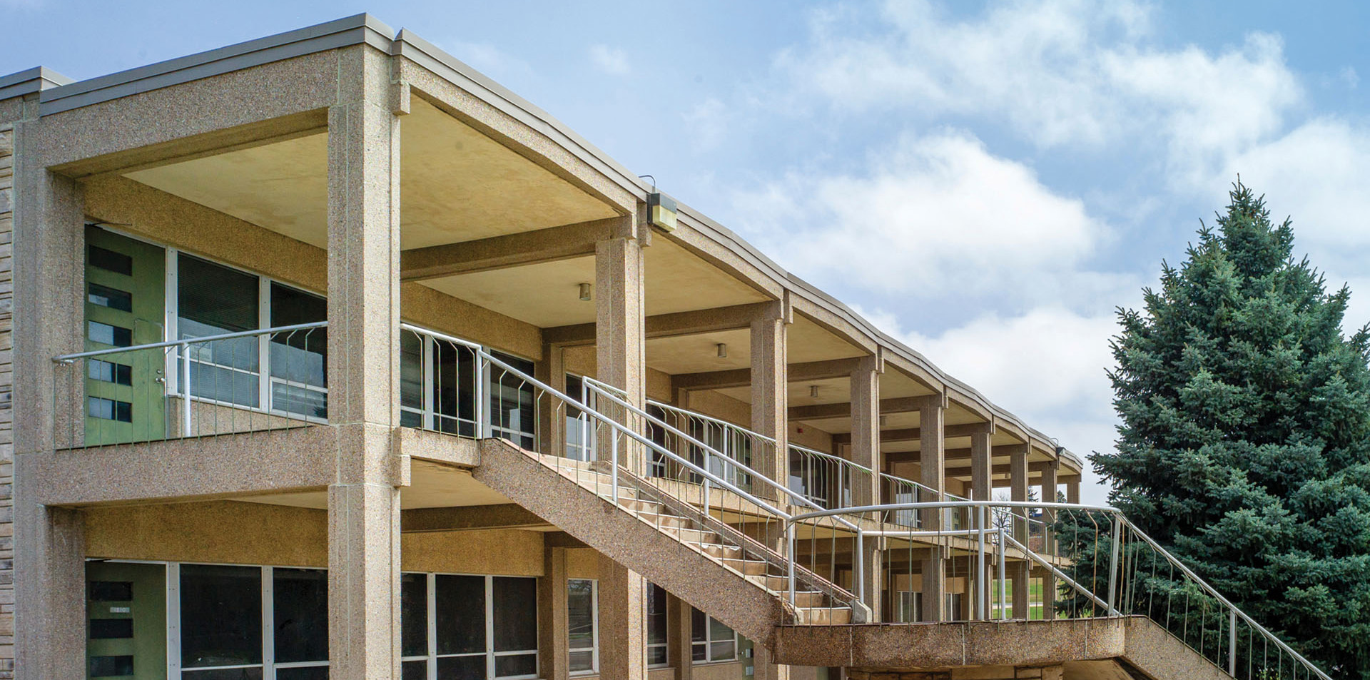 The outside of Bishop-Lehr Hall, before it was demolished