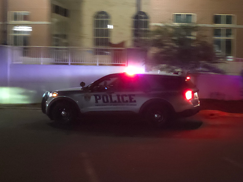 Police car with lights on