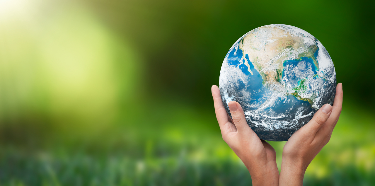 A pair of hands holding the earth.