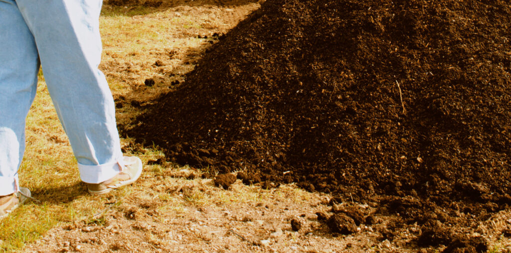 A pile of compost soil