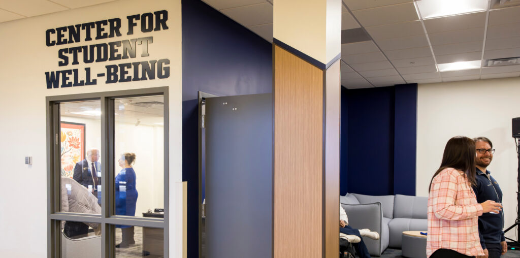 The outside sign of the Center for Student Well-Being