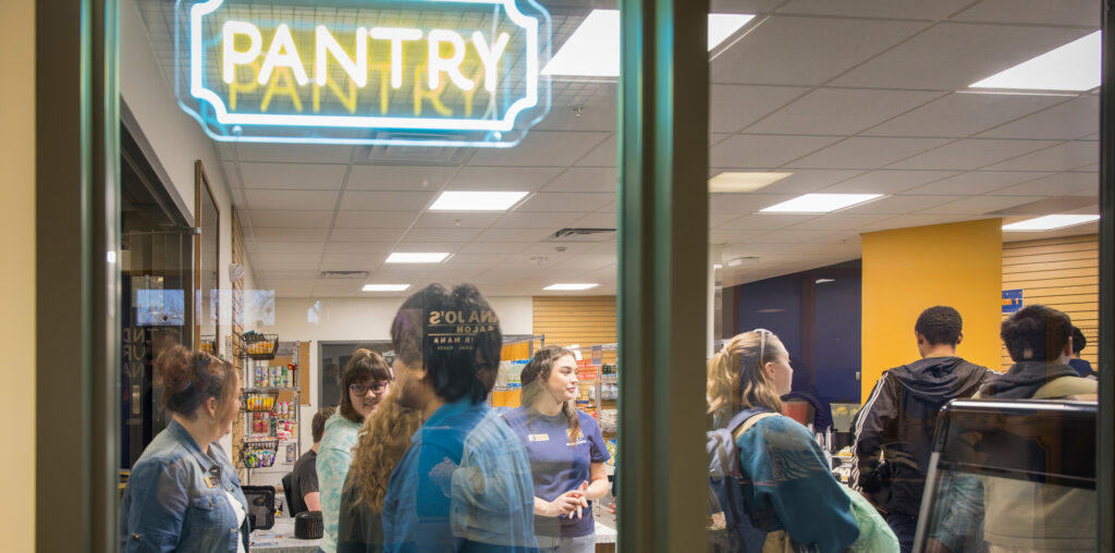 Looking inside the glass of the Bear Pantry