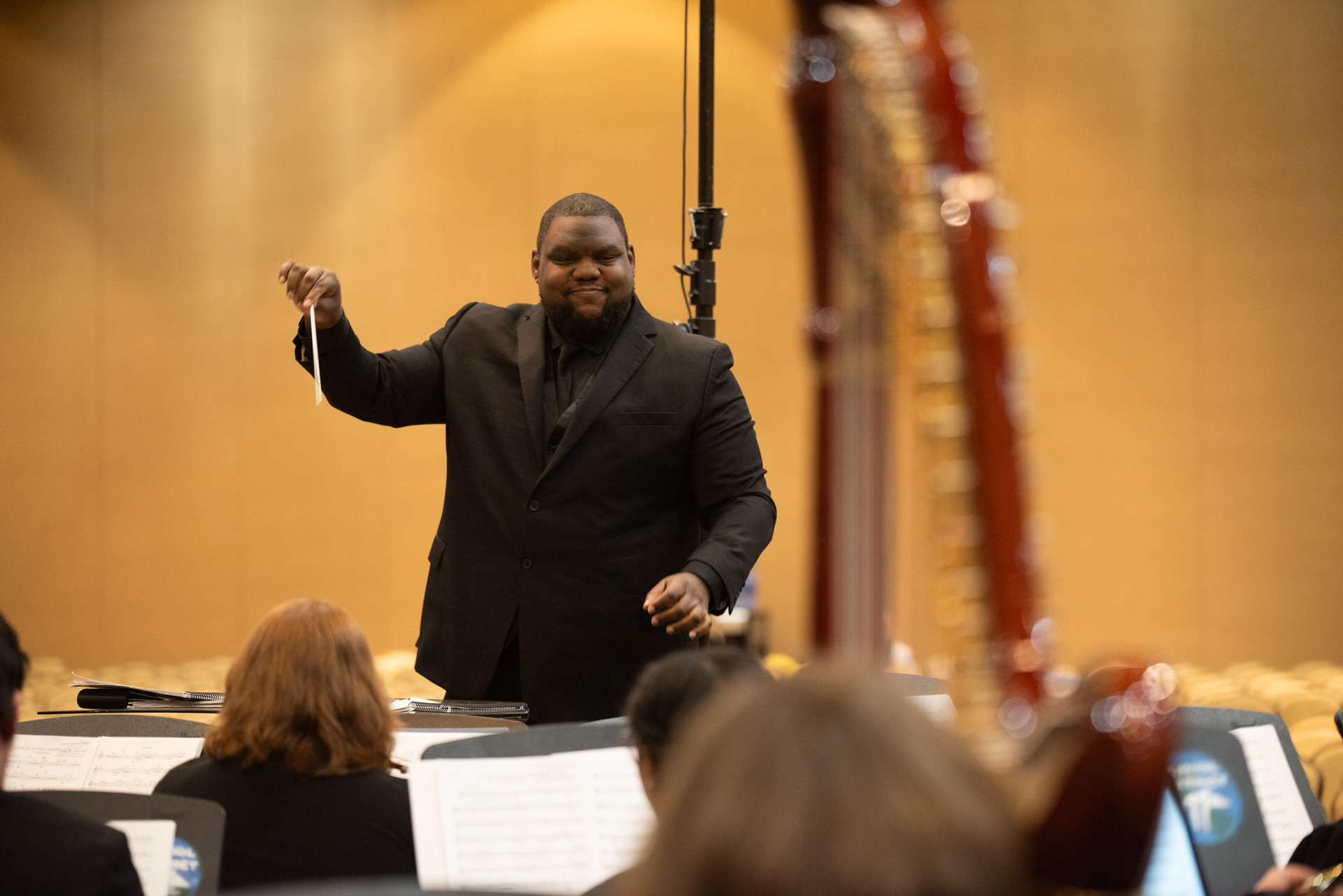UNC band director Fredrick Brown conducting at Colorado Music Educators Association conference.