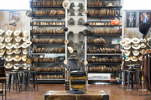The inside of a cowboy hat store