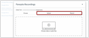 screen shot of the panopto recordings in Canvas