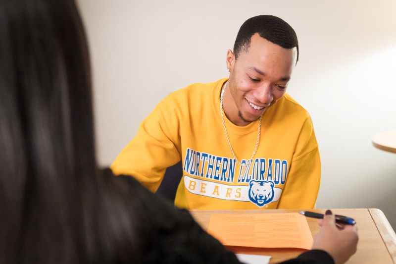 Student wearing Northern Colorado T-shirt