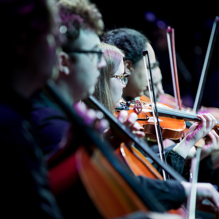String players performing in a concert.