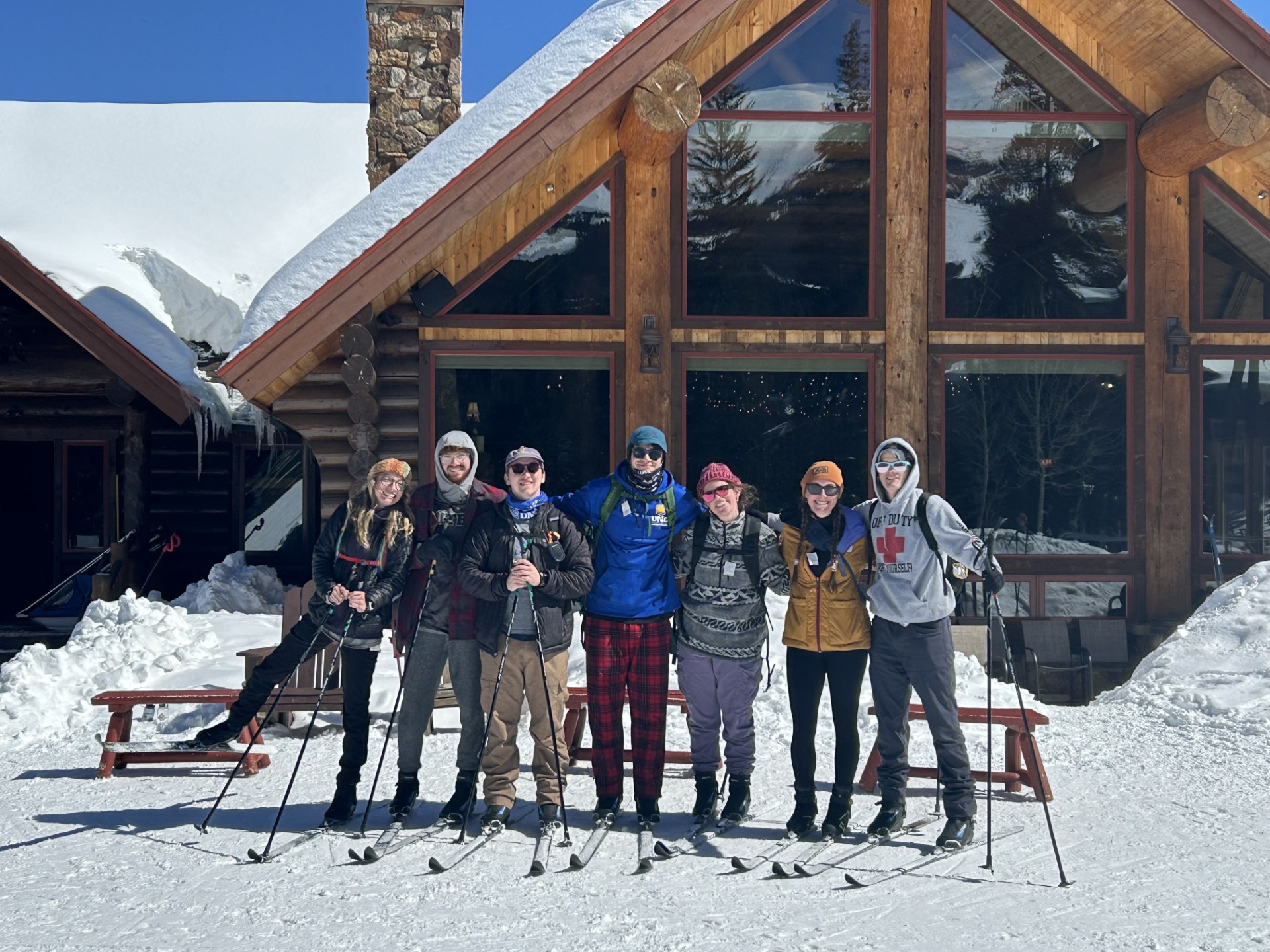 students cross country skiing