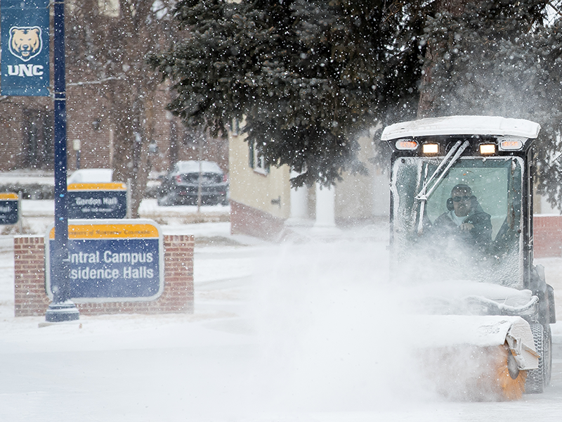 Snow plow on campus