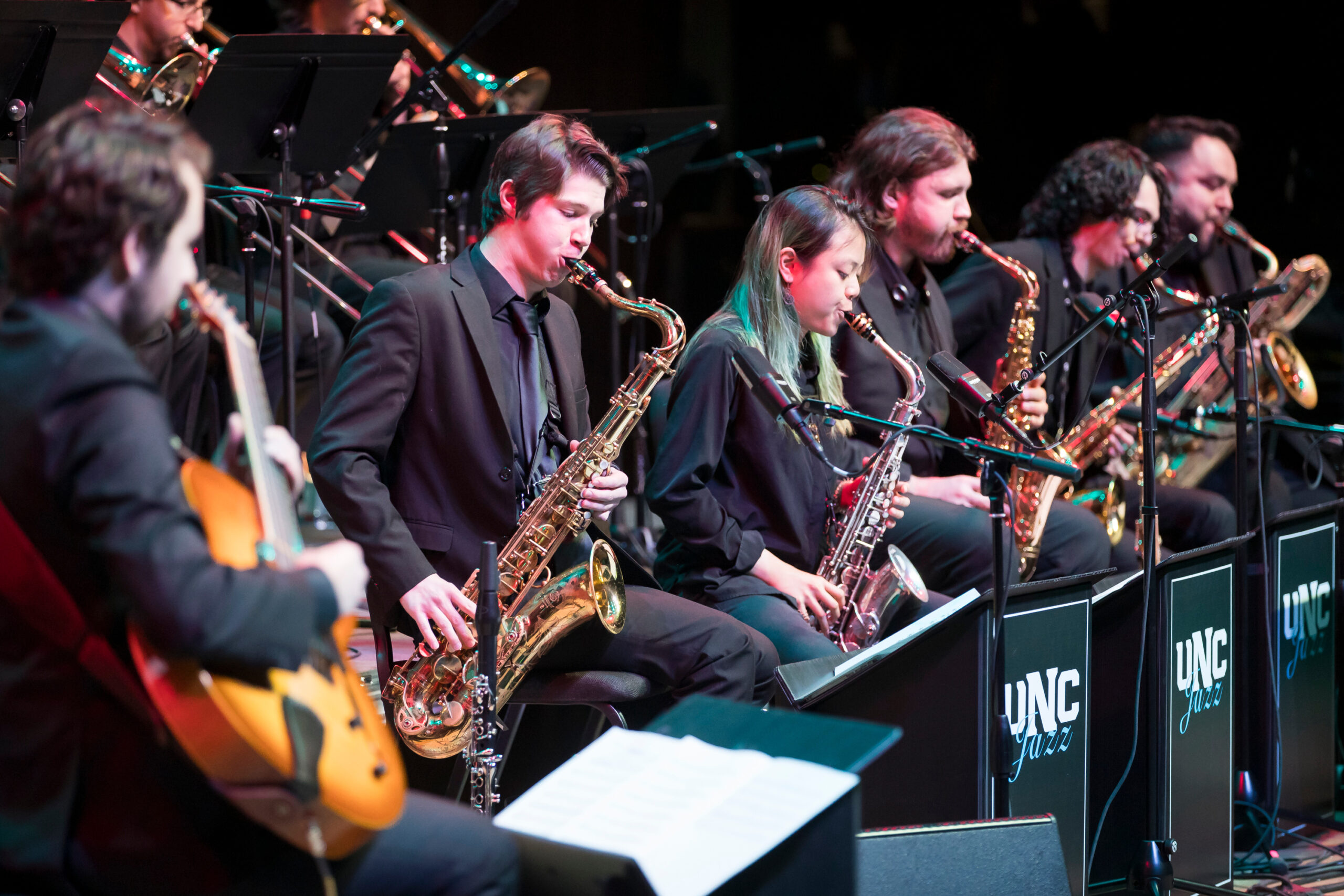 Saxophone section in Compass Jazz Orchestra.