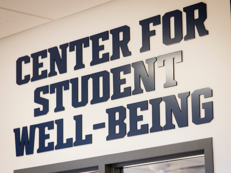 The Center for Student Well-Being sign