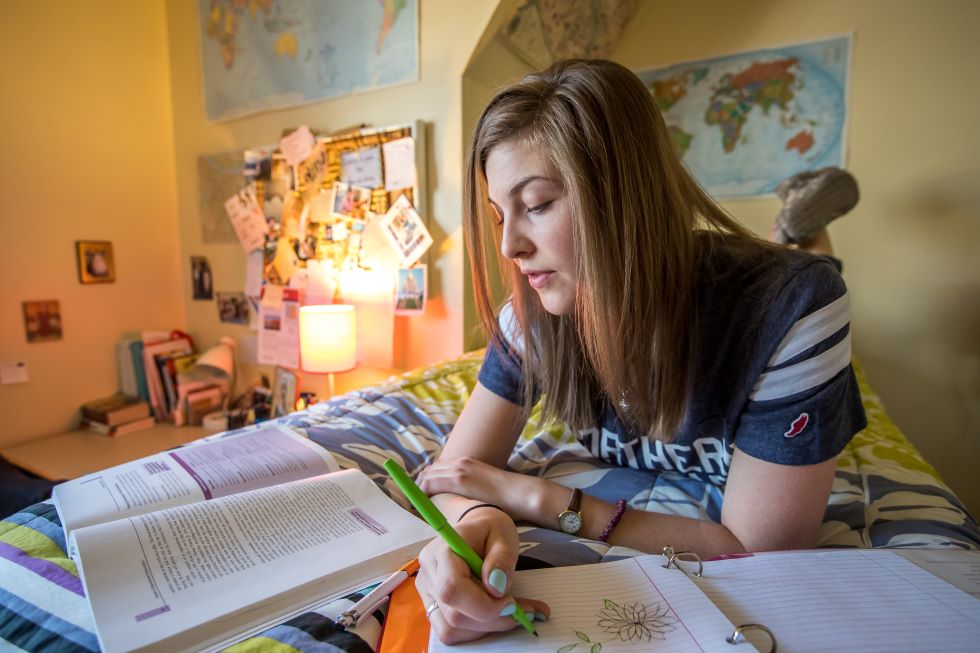 Student Studying in her room
