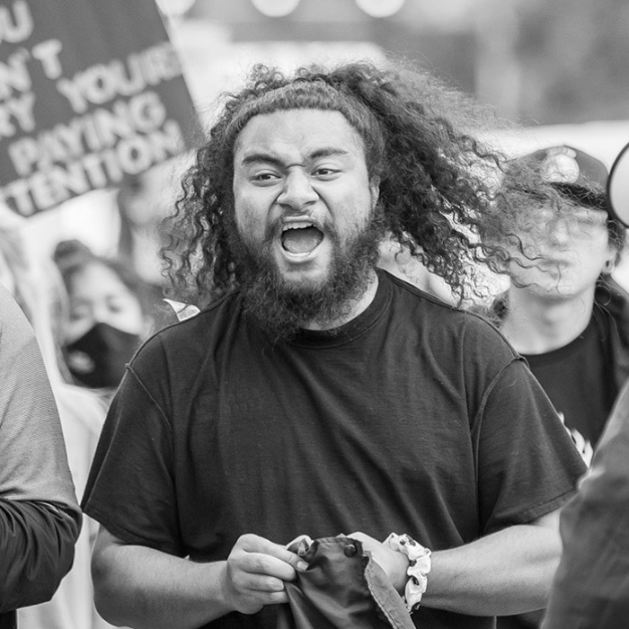 Students actively participating in a protest