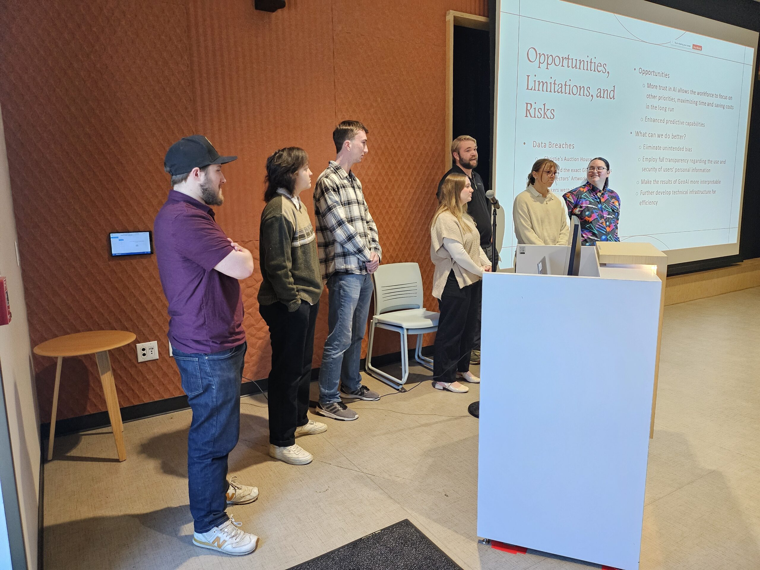 Students at GIS Day 2024, presenting a presentation