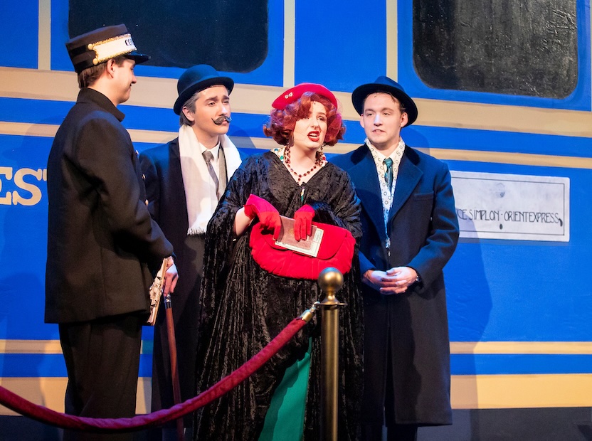 Student actors in scene from Murder on the Orient Express