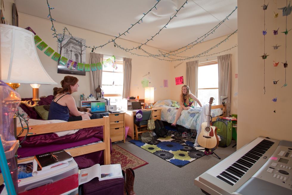 Students hanging out in room