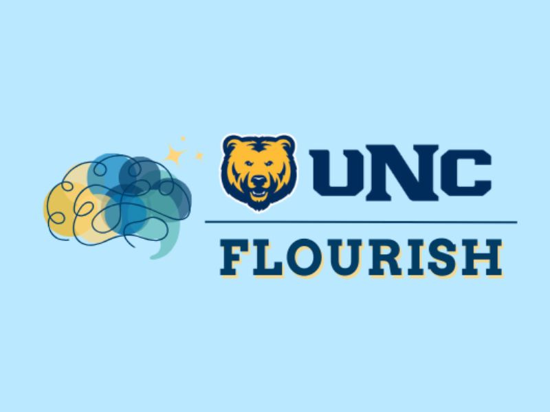 The UNC Flourish logo on a blue background