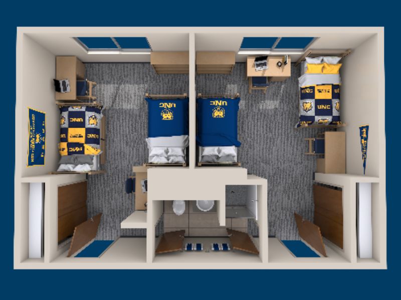 A 3D rending of a Harrison Hall