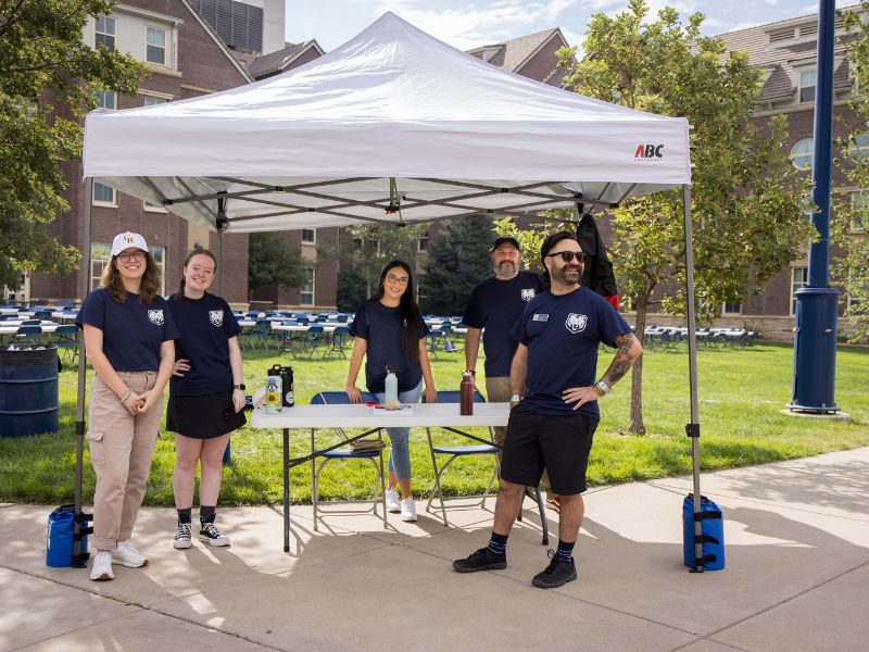A move-in day check-in table