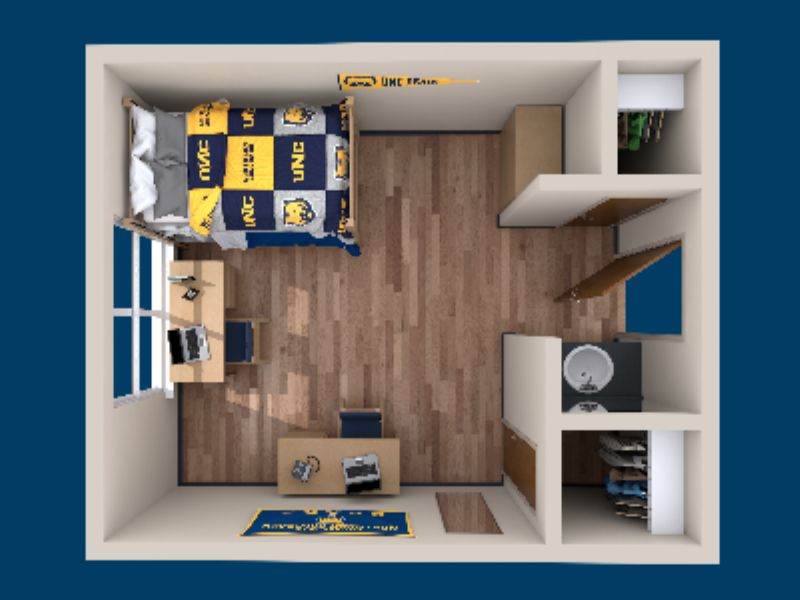 A 3D rendering of a Sabin floorplan