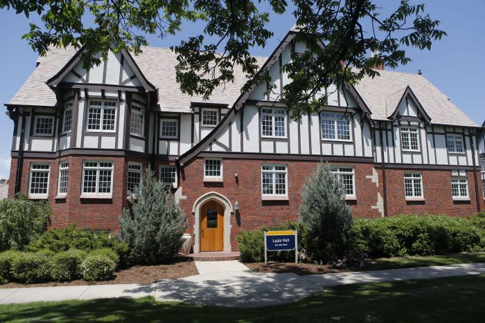 Lujan Hall exterior Tudor style