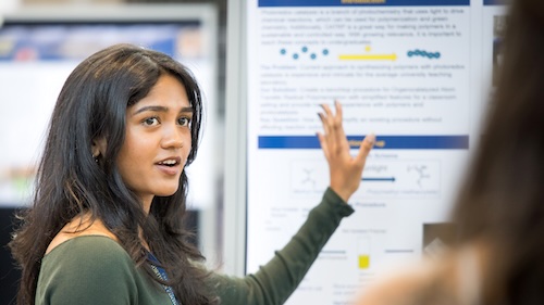 Student presenting her science research