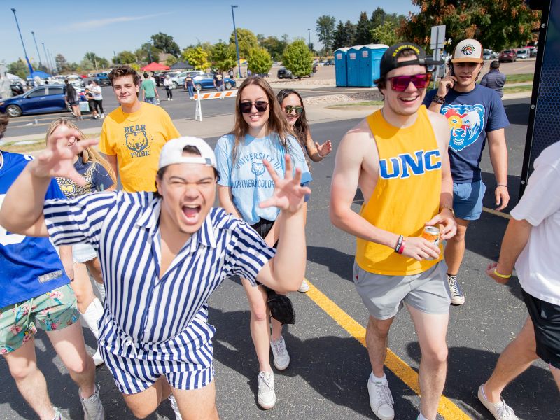 Students share their UNC pride at a tailgate