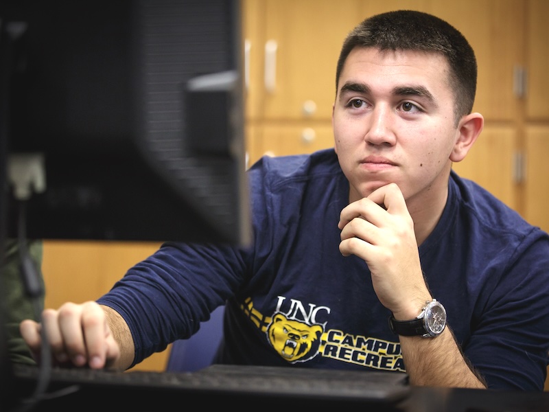 Male student at computer