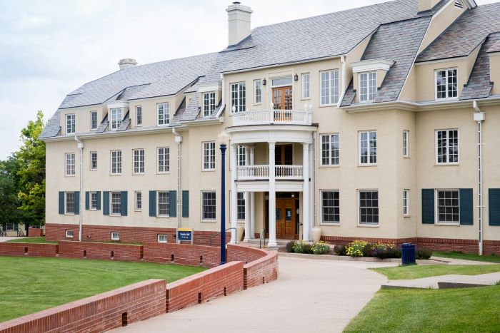 Snyder Hall Exterior with Colonnade entrance