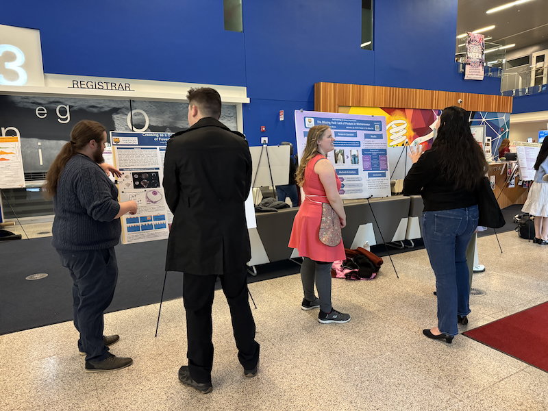 Students presenting posters at a research conference.