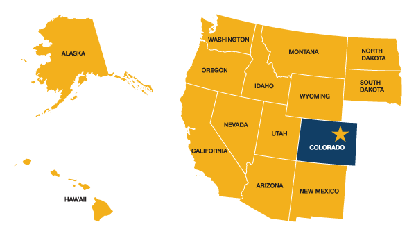 Map showing states that are eligible for the WRGP. These are North and South Dakota, Montana, Wyoming, Utah, New Mexico, Arizona, Nevada, California, Idaho, Oregon, Washington, Alaska and Hawaii.