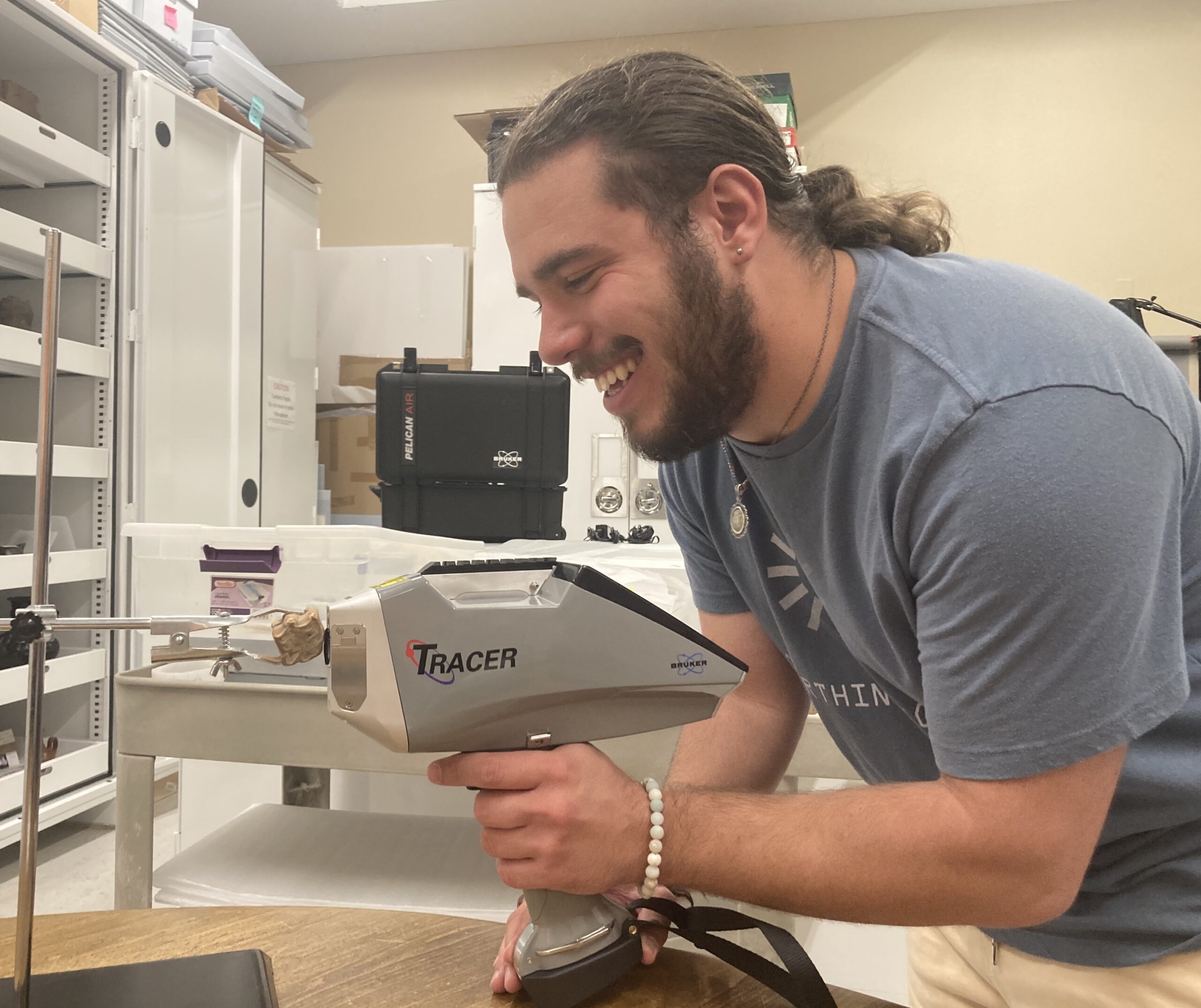 Student participating in X-Ray Fluorescence Lab
