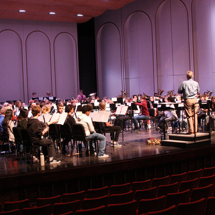 A Colorado All-State Band rehearsing in the Union Colony Civic Center. Photo courtesy of Colorado Bandmasters Association.