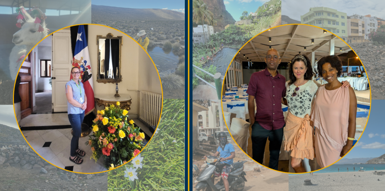 Two faculty members next to each other in summer pictures