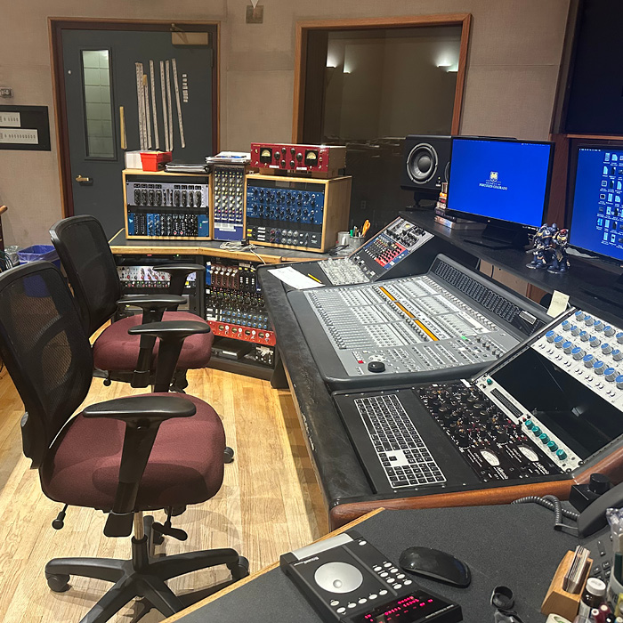 The control room of UNC's professional recording studio, Studio A.