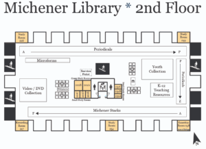 Map of second floor of Michener Library