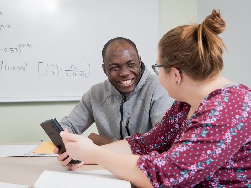 Students collaborating in the Statistics Support Center