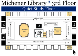 Map of third floor of Michener Library