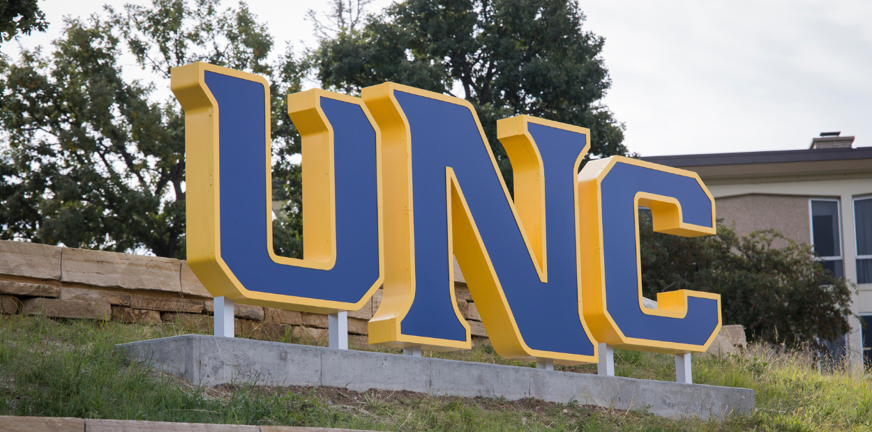 An outdoor sign of letters that spell out UNC.