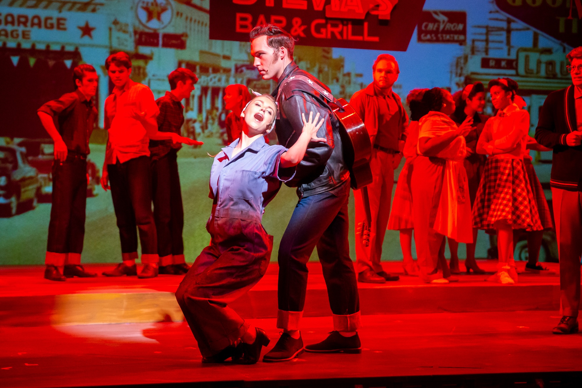 2 characters dancing in All Shook Up, Little Theatre of the Rockies.