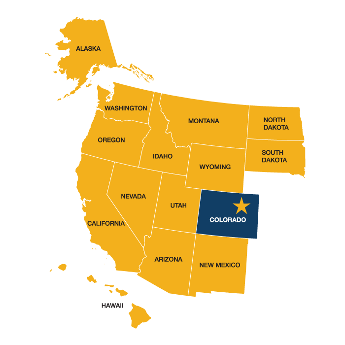 Map showing states that are eligible for the WRGP. These are North and South Dakota, Montana, Wyoming, Utah, New Mexico, Arizona, Nevada, California, Idaho, Oregon, Washington, Alaska and Hawaii.