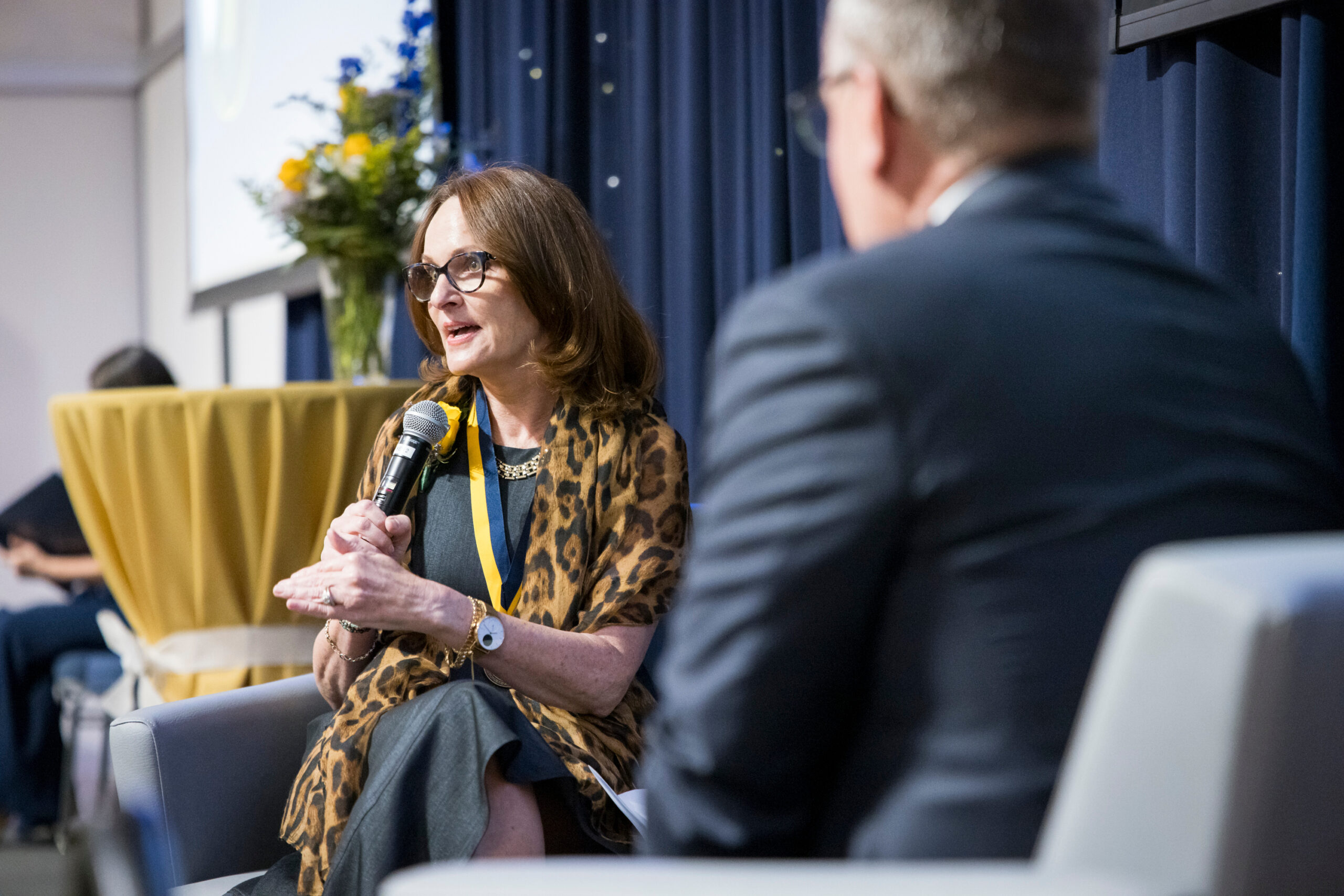 2026 Honored Alumni Cathy Lucas speaking during Q&A