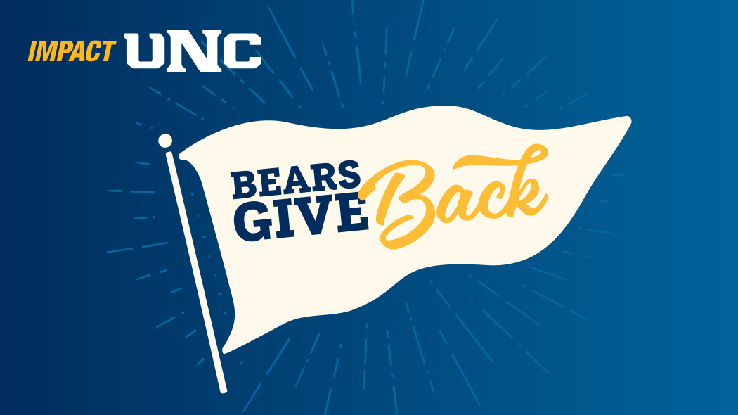 Branded graphic for Bears Give Back. UNC's annual giving campaign