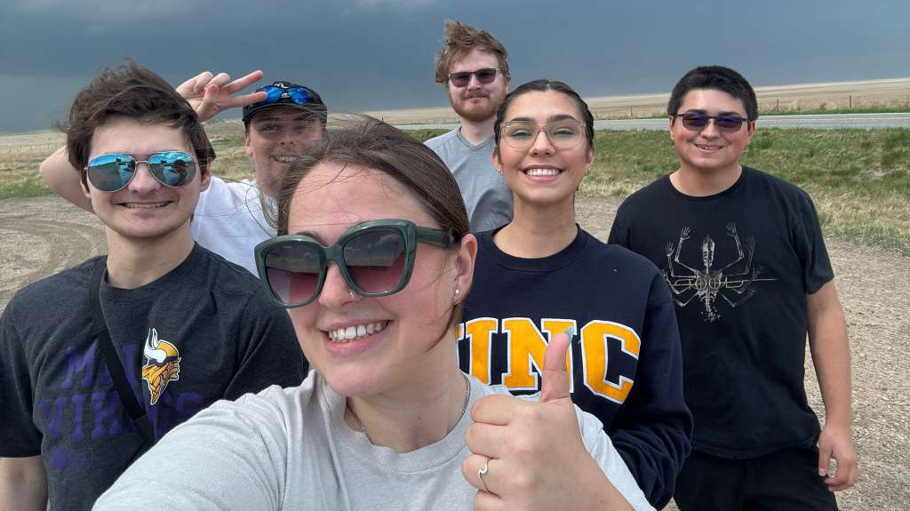 UNC AMS chapter members in the field tracking weather events in real-time